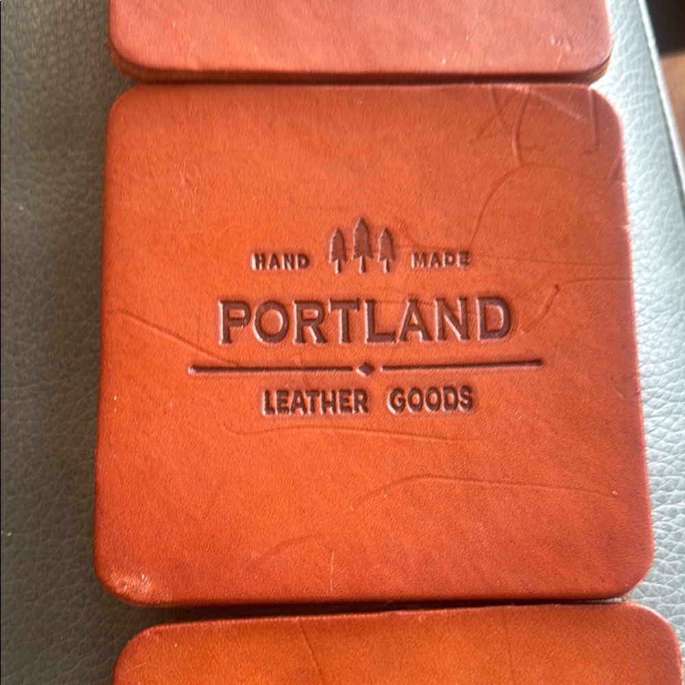 Portland Leather Rustic Coaster Set - Picture 2 of 8